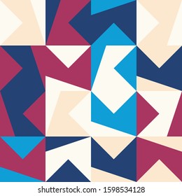 Abstract geometric of square artwork design with simple shape and figures. Vector pattern graphics with geometry elements. Perfect for web banner, business presentation, branding package, fabric print