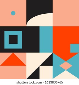 Abstract geometric of square artwork design with simple shape and figures. Vector pattern graphics with geometry elements. Perfect for web banner, business presentation, branding package, fabric print