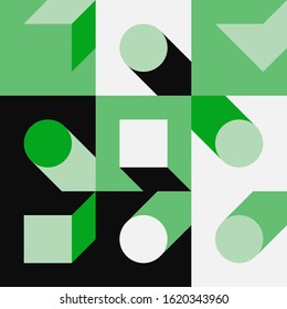 Abstract geometric of square artwork design with simple shape and figures. Vector pattern graphics with geometry elements. Perfect for web banner, business presentation, branding package, fabric print