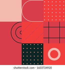 Abstract geometric of square artwork design with simple shape and figures. Vector pattern graphics with geometry elements. Perfect for web banner, business presentation, branding package, fabric print
