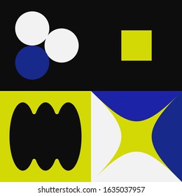 Abstract geometric of square artwork design with simple shape and figures. Vector pattern graphics with geometry elements. Perfect for web banner, business presentation, branding package, fabric print