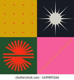 Abstract geometric of square artwork design with simple shape and figures. Vector pattern graphics with geometry elements. Perfect for web banner, business presentation, branding package, fabric print