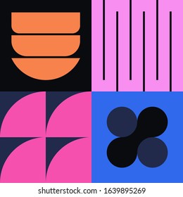 Abstract geometric of square artwork design with simple shape and figures. Vector pattern graphics with geometry elements. Perfect for web banner, business presentation, branding package, fabric print