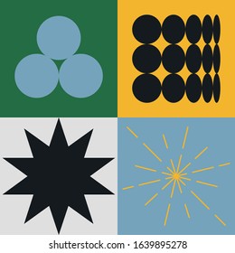 Abstract geometric of square artwork design with simple shape and figures. Vector pattern graphics with geometry elements. Perfect for web banner, business presentation, branding package, fabric print
