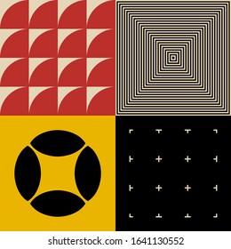 Abstract geometric of square artwork design with simple shape and figures. Vector pattern graphics with geometry elements. Perfect for web banner, business presentation, branding package, fabric print