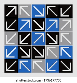 Abstract geometric of square artwork design with simple arrow shapes. Vector pattern graphics with geometry elements. Perfect for web banner, business presentation, branding package and etc.