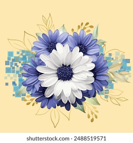 Fondo cuadrado geométrico Abstractas con flor cineraria