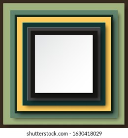 Abstract geometric square background in paper cut style. Straight lines. Design for brochures, posters, flyers, advertising. Place for text. Vector.
