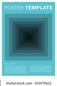 Abstract geometric square and blue color background flat design poster template with text and image. Applicable for covers, placards, posters, fliers and banner designs.