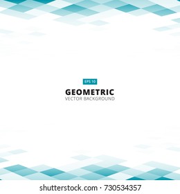 Abstract geometric square blue and white color pattern background perspective with copy space. Vector illustration