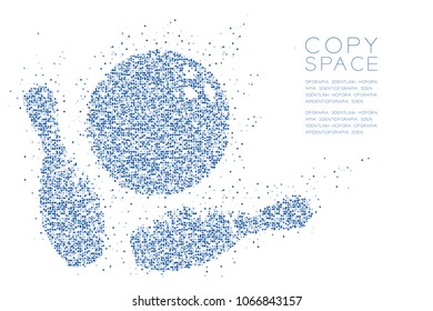 Abstract Geometric square box pattern Bowling strike pins shape, Sport concept design blue color illustration isolated on white background with copy space, vector eps 10