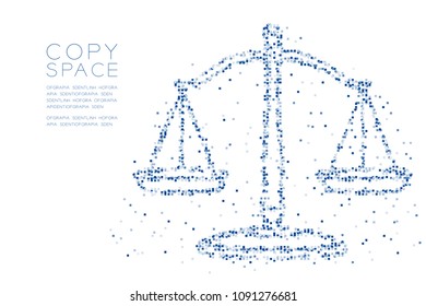 Abstract Geometric Square box pixel pattern Scales balance shape, judgment concept design blue color illustration on white background with copy space, vector eps 10