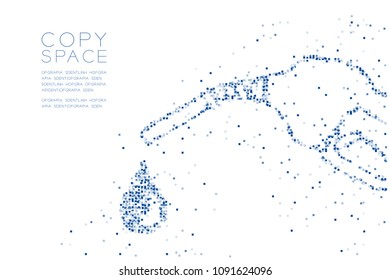 Abstract Geometric Square box pixel pattern Gas nozzle with droplet shape, transport energy concept design blue color illustration on white background with copy space