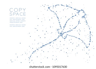 Abstract Geometric Square box pixel pattern Stingray shape, aquatic and marine life concept design blue color illustration on white background with copy space, vector eps 10