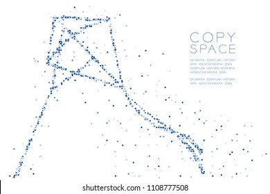 Abstract Geometric Square box pixel pattern Diamond Kite shape, freedom concept design blue color illustration on white background with copy space, vector eps 10