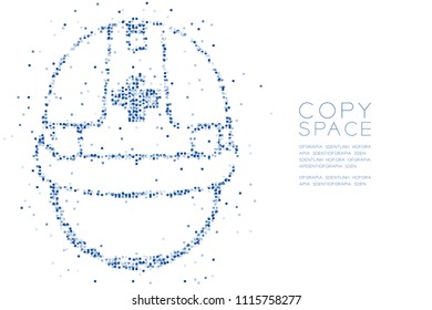 Abstract Geometric Square box pixel pattern Helmet construction shape, safety first concept design blue color illustration on white background with copy space, vector eps 10