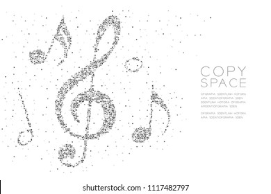 Abstract Geometric Square box pixel pattern Music note shape concept design black color illustration on white background with copy space, vector eps 10