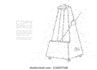 Abstract Geometric Square box pixel and Triangle pattern Metronome shape, music concept design black color illustration on white background with copy space, vector eps 10