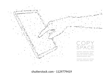 Abstract Geometric Square box pixel pattern Hand touch screen tablet shape, digital concept design black color illustration on white background with copy space, vector eps 10