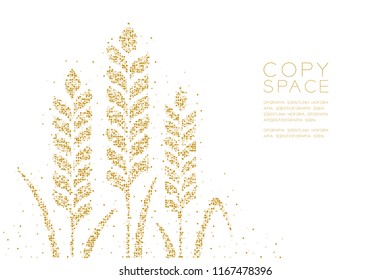 Abstract Geometric Square box pixel pattern Wheat shape, Bakery concept design gold color illustration on white background with copy space, vector eps10