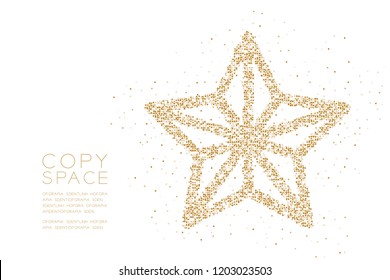 Abstract Geometric Square box pixel pattern Christmas star shape, Happy New Year celebration concept design gold color illustration on white background with copy space