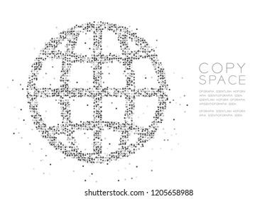 Abstract Geometric Square box pixel pattern Network icon shape, concept design black color illustration on white background with copy space, vector eps 10