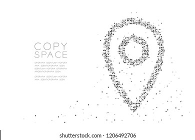 Abstract Geometric Square box pixel pattern GPS navigator icon shape, concept design black color illustration on white background with copy space, vector eps 10