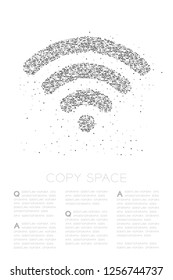 Abstract Geometric Square box pixel pattern Wifi symbol, Internet connect concept design black color illustration on white background with copy space, vector eps 10