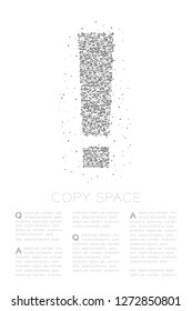Abstract Geometric Square box pixel pattern Exclamation mark sign icon, Warning concept design black color illustration on white background with copy space, vector eps 10