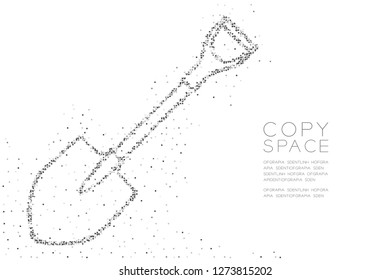 Abstract Geometric Square box pixel pattern Spade shape, Construction concept design black color illustration on white background with copy space, vector eps 10