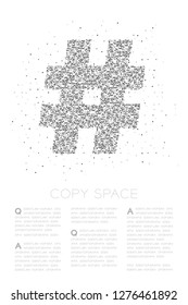 Abstract Geometric Square box pixel pattern Hashtag sign, social network connect concept design black color illustration on white background with copy space, vector eps 10