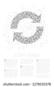 Abstract Geometric Square box pixel pattern Sync sign icon, Data technology concept design black color illustration on white background with copy space, vector eps 10