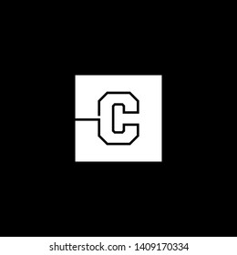 abstract geometric square C logo letters in line shape design concept