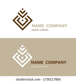 Abstract geometric square design element with business card template logo.