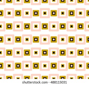 Abstract geometric square design with pink gold and black on white background pattern seamless backdrop wallpaper. Vector