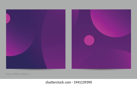 Abstract geometric square flyer with deep gradient and vanishing geometric shapes. Modern template for social media banner. Contemporary material design with paper cut out realistic shadow.