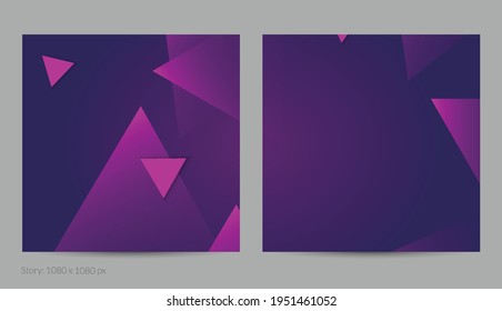 Reflejar el volante cuadrado geométrico con gradiente profundo y formas geométricas de desaparición. Plantilla moderna para banner en medios sociales. Diseño de materiales contemporáneos con papel cortando sombra realista.
