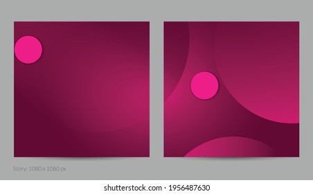 Abstract geometric square flyer with deep gradient and vanishing geometric shapes. Modern template for social media banner. Contemporary material design with paper cut out realistic shadow.