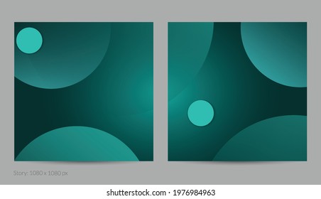 Abstract geometric square flyer with deep gradient and vanishing geometric shapes. Modern template for social media banner. Contemporary material design with paper cut out realistic shadow.