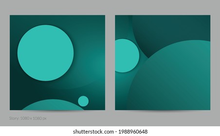 Abstract geometric square flyer with deep gradient and vanishing geometric shapes. Modern template for social media banner. Contemporary material design with paper cut out realistic shadow.
