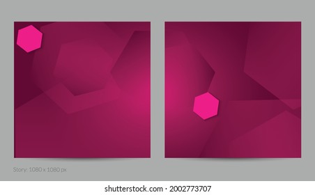 Reflejar el volante cuadrado geométrico con gradiente profundo y formas geométricas de desaparición. Plantilla moderna para banner en medios sociales. Diseño de materiales contemporáneos con papel cortando sombra realista.
