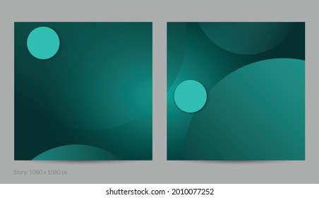 Abstract geometric square flyer with deep gradient and vanishing geometric shapes. Modern template for social media banner. Contemporary material design with paper cut out realistic shadow.