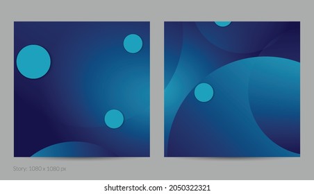 Abstract geometric square flyer with deep gradient and vanishing geometric shapes. Modern template for social media banner. Contemporary material design with paper cut out realistic shadow.