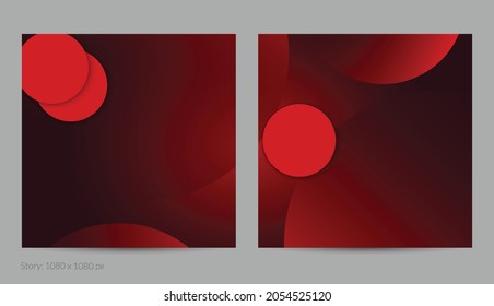 Abstract geometric square flyer with deep gradient and vanishing geometric shapes. Modern template for social media banner. Contemporary material design with paper cut out realistic shadow.
