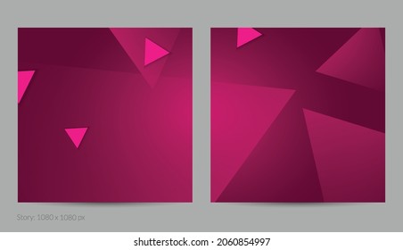 Reflejar el volante cuadrado geométrico con gradiente profundo y formas geométricas de desaparición. Plantilla moderna para banner en medios sociales. Diseño de materiales contemporáneos con papel cortando sombra realista.