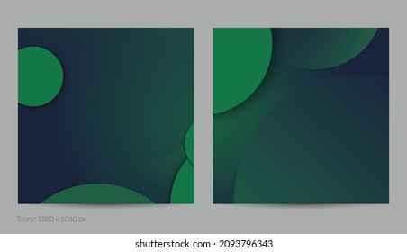 Abstract geometric square flyer with deep gradient and vanishing geometric shapes. Modern template for social media banner. Contemporary material design with paper cut out realistic shadow.