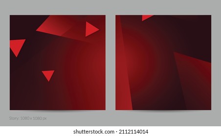 Reflejar el volante cuadrado geométrico con gradiente profundo y formas geométricas de desaparición. Plantilla moderna para banner en medios sociales. Diseño de materiales contemporáneos con papel cortando sombra realista.