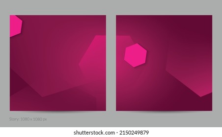 Reflejar el volante cuadrado geométrico con gradiente profundo y formas geométricas de desaparición. Plantilla moderna para banner en medios sociales. Diseño de materiales contemporáneos con papel cortando sombra realista.