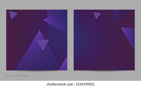 Abstract geometric square flyer with deep gradient and vanishing geometric shapes. Modern template for social media banner. Contemporary material design with paper cut out realistic shadow.