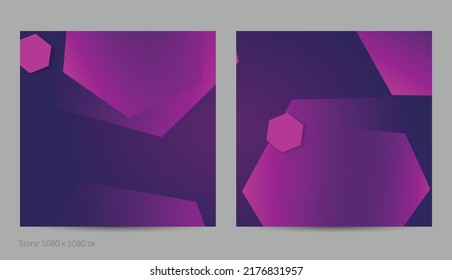 Reflejar el volante cuadrado geométrico con gradiente profundo y formas geométricas de desaparición. Plantilla moderna para banner en medios sociales. Diseño de materiales contemporáneos con papel cortando sombra realista.